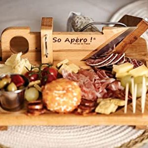 So Apéro - Guillotine à Saucisson - Le Plateau - Plateau Apéro en Bois Brut - Lame en Acier Inoxydable - L'authentique guillotine à saucisson conçue en Savoie - Fabrication 100% Française